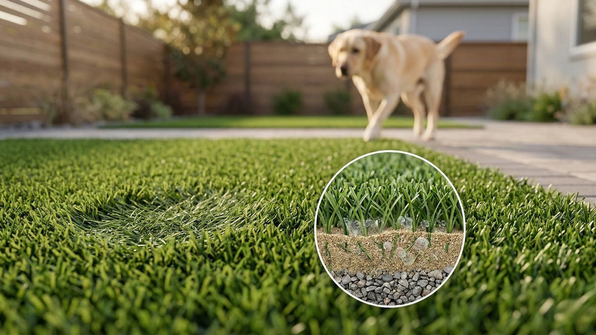 Dog urine odor in artificial turf often develops when residue becomes trapped within turf fibers and infill layers.