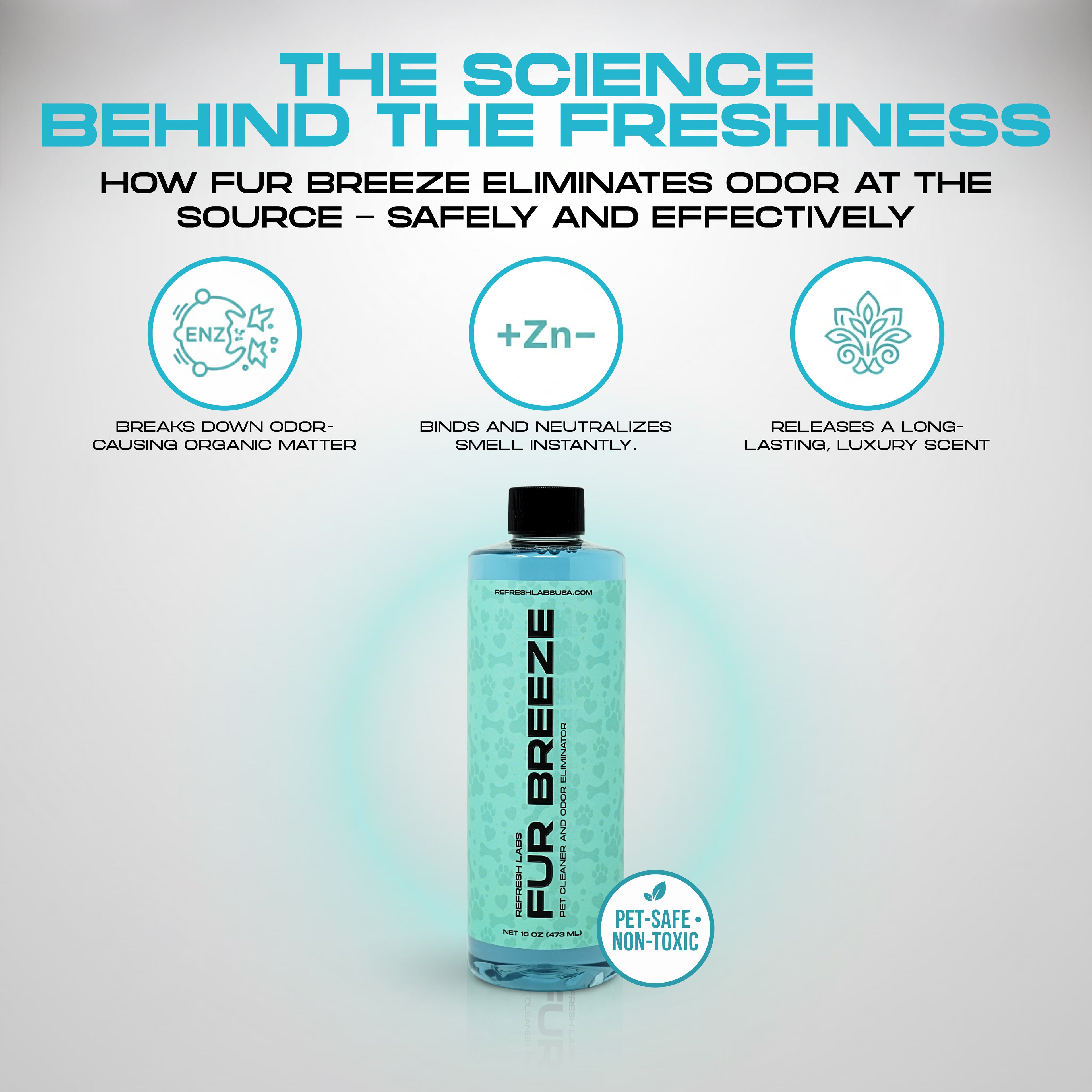 Fur Breeze Pet Odor Remover & Cleaner, 16 Ounce Concentrate