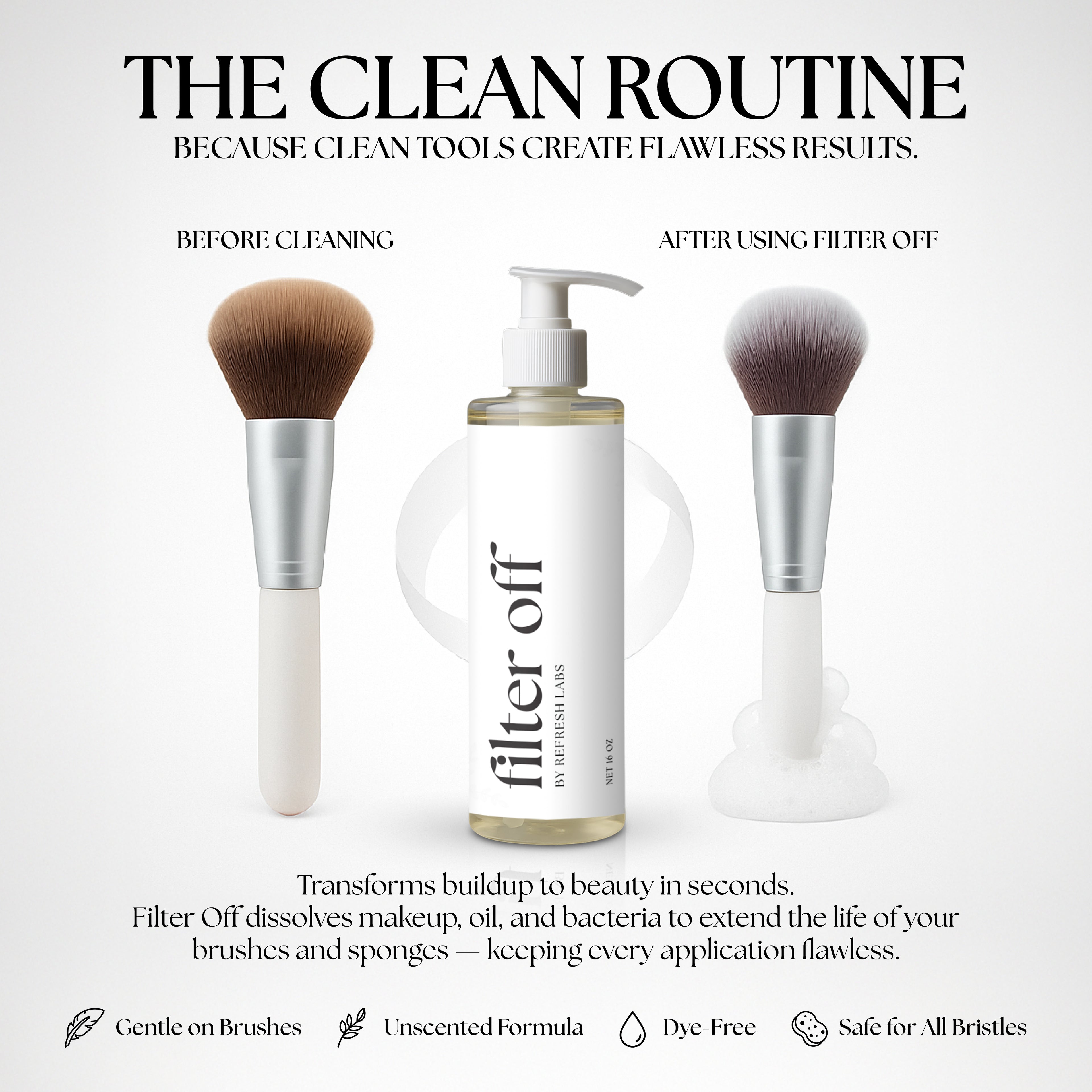 Filter Off Makeup Brush & Beauty Blender Cleaner & Shampoo, 16 Ounce