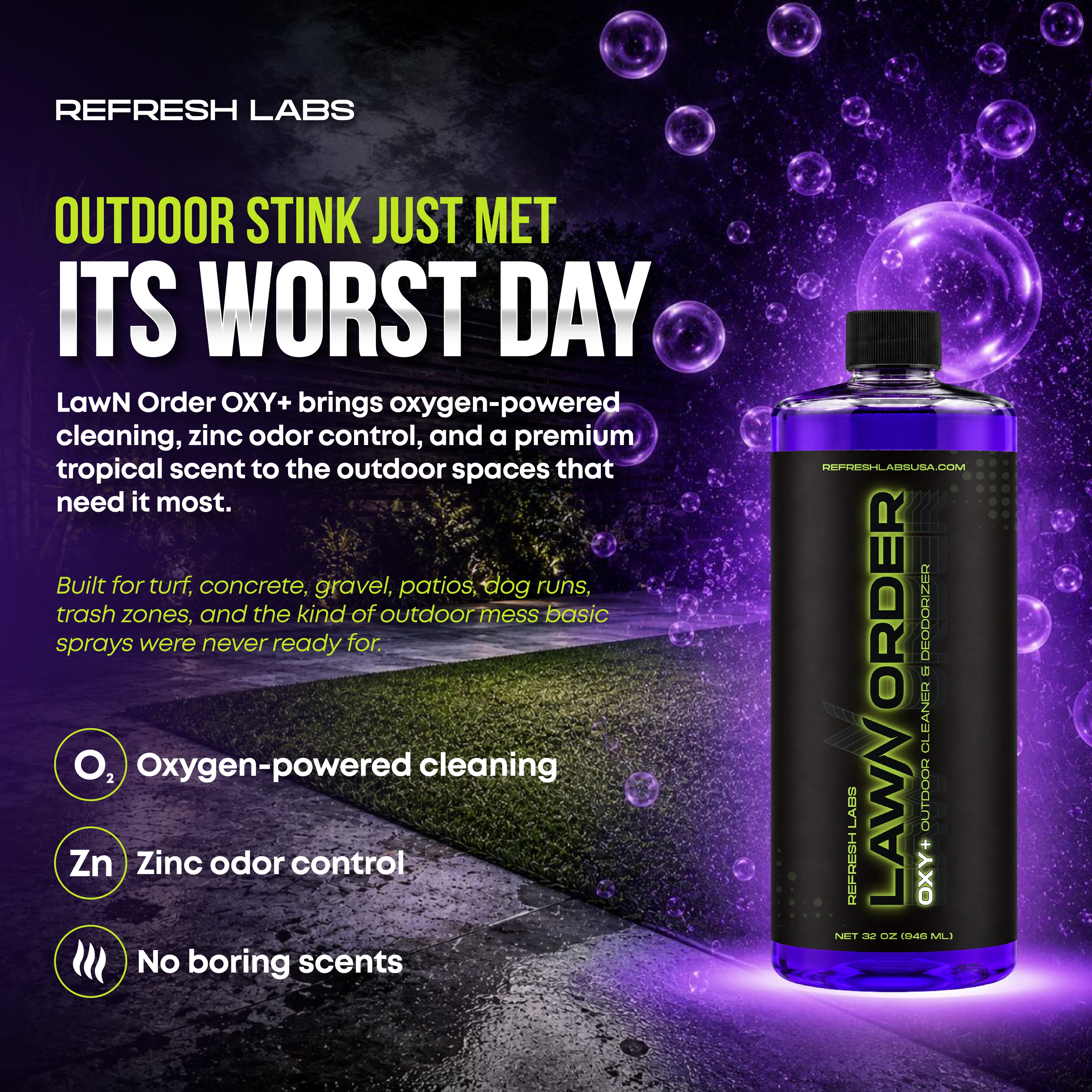 LawN Order 7% Hydrogen Peroxide Turf Cleaner | Oxy-Action Pet Odor Eliminator