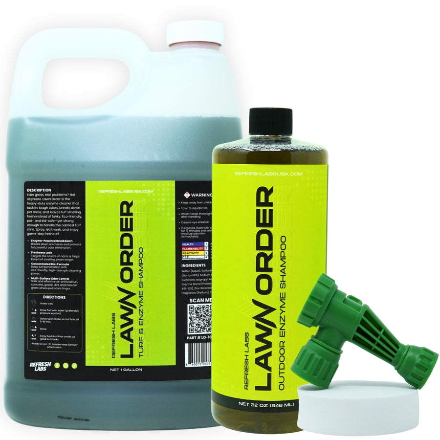 LawN Order one-gallon refill and 32-ounce bottle with hose sprayer
