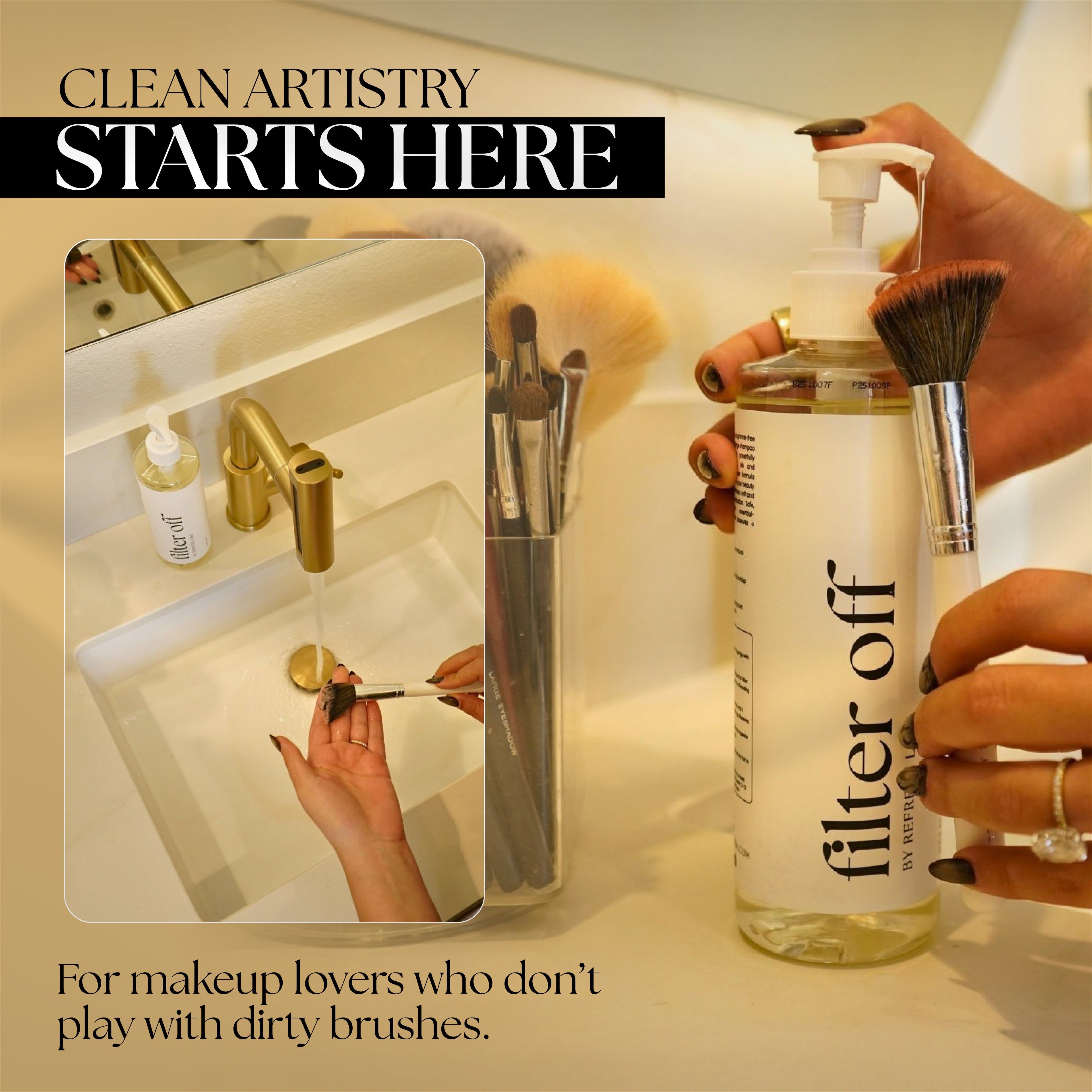 Filter Off Makeup Brush and Sponge Cleaner by Refresh Labs USA – Deep-cleansing, fragrance-free formula for clean, soft makeup brushes