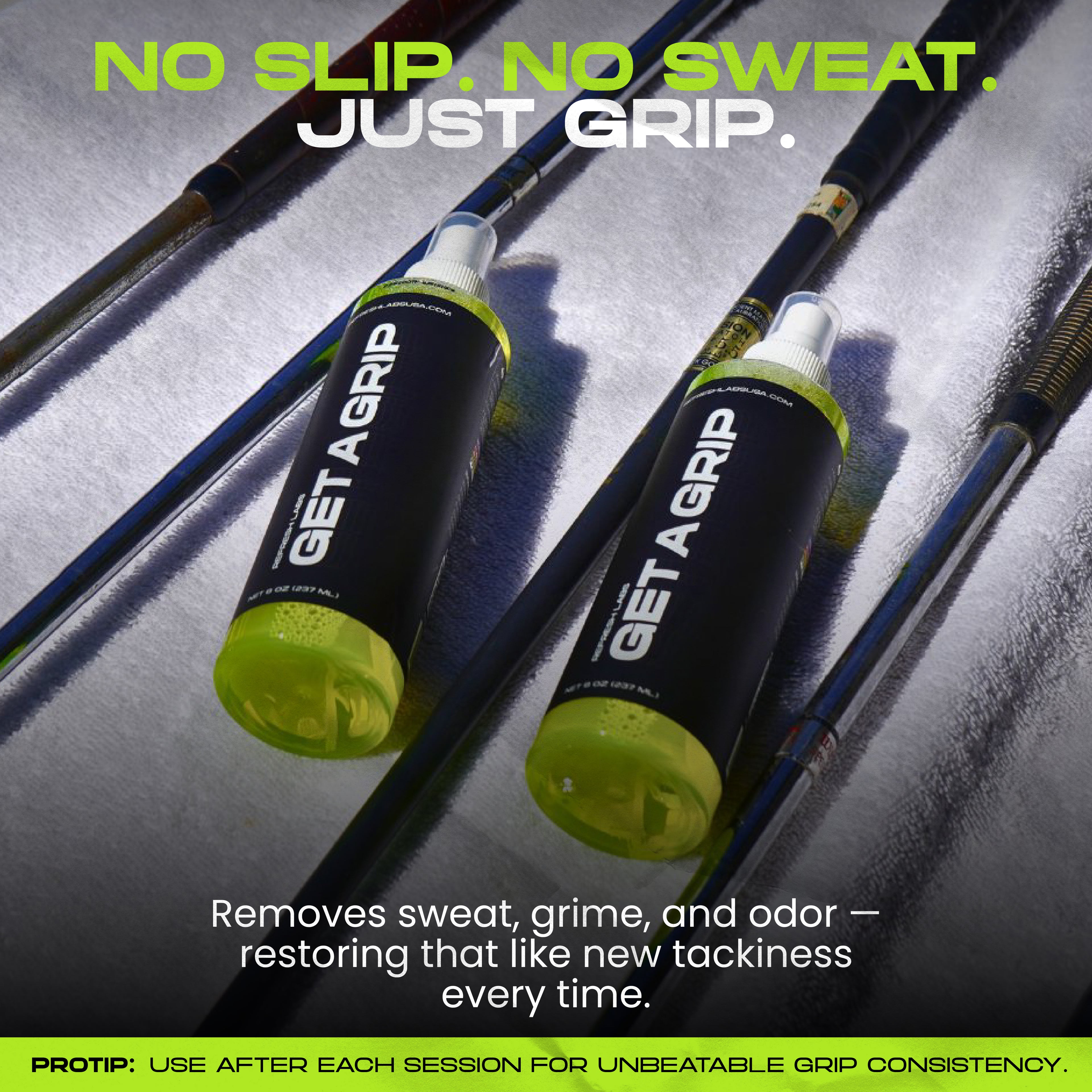 Get A Grip Sports Grip Cleaner by Refresh Labs USA – Removes sweat, grime, and odor to restore grip tack and consistency