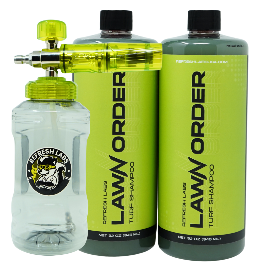 LawN Order Turf Shampoo and Foam Cannon by Refresh Labs USA – Enzyme cleaner and sprayer set for turf and pet odor removal