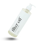 Refresh Labs Filter Off makeup brush cleaner bottle tilted on a white background with soft shadow